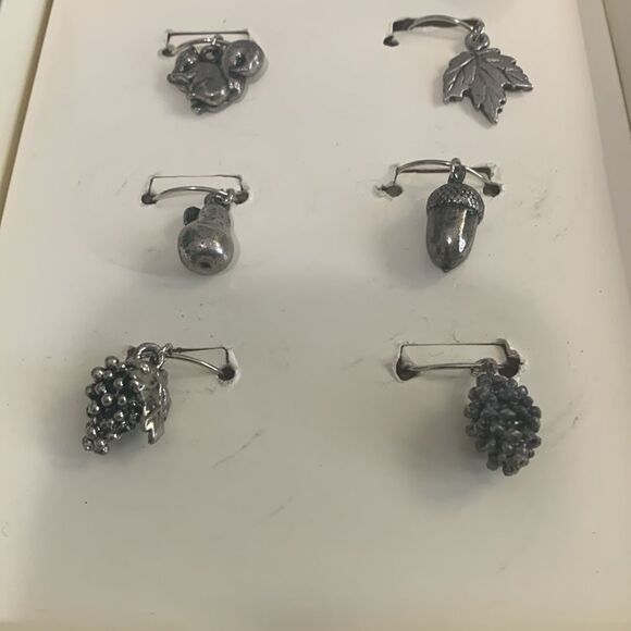 Pottery Barn Metal Harvest Wine Charms Set Of 6 Charms - Picture 6 of 12